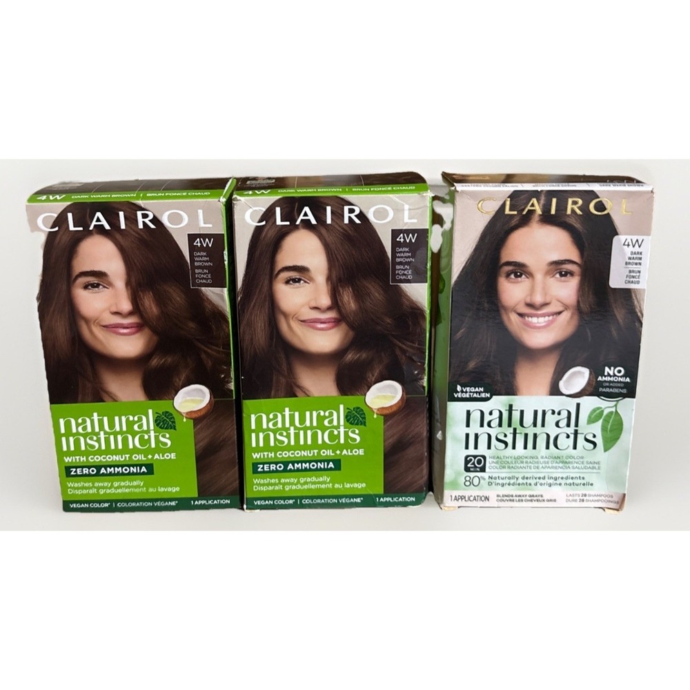 3 Pack Clairol Natural Instincts Demi Permanent Hair Color 4W Dark Warm Brown